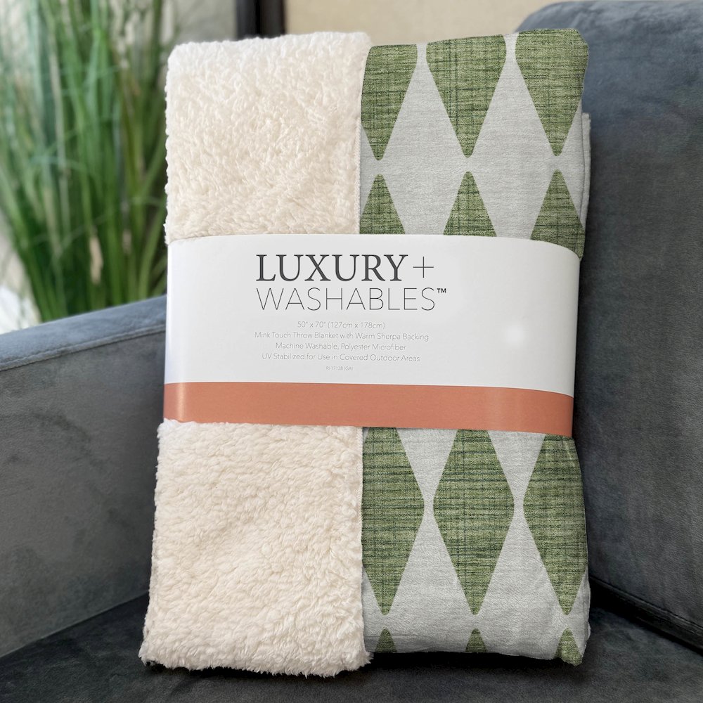 Premium Machine Washable ASB578 Green 50" x 70" Sherpa Throw Blanket. Picture 3