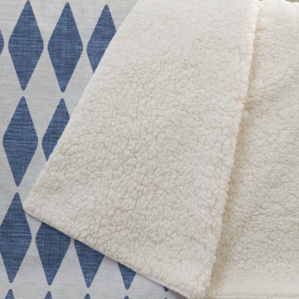 Premium Machine Washable ASB578 Navy 50" x 70" Sherpa Throw Blanket. Picture 2