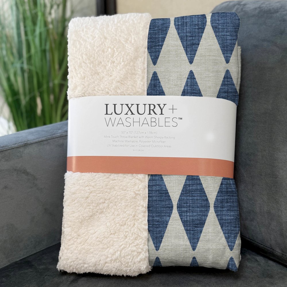 Premium Machine Washable ASB578 Navy 50" x 70" Sherpa Throw Blanket. Picture 3