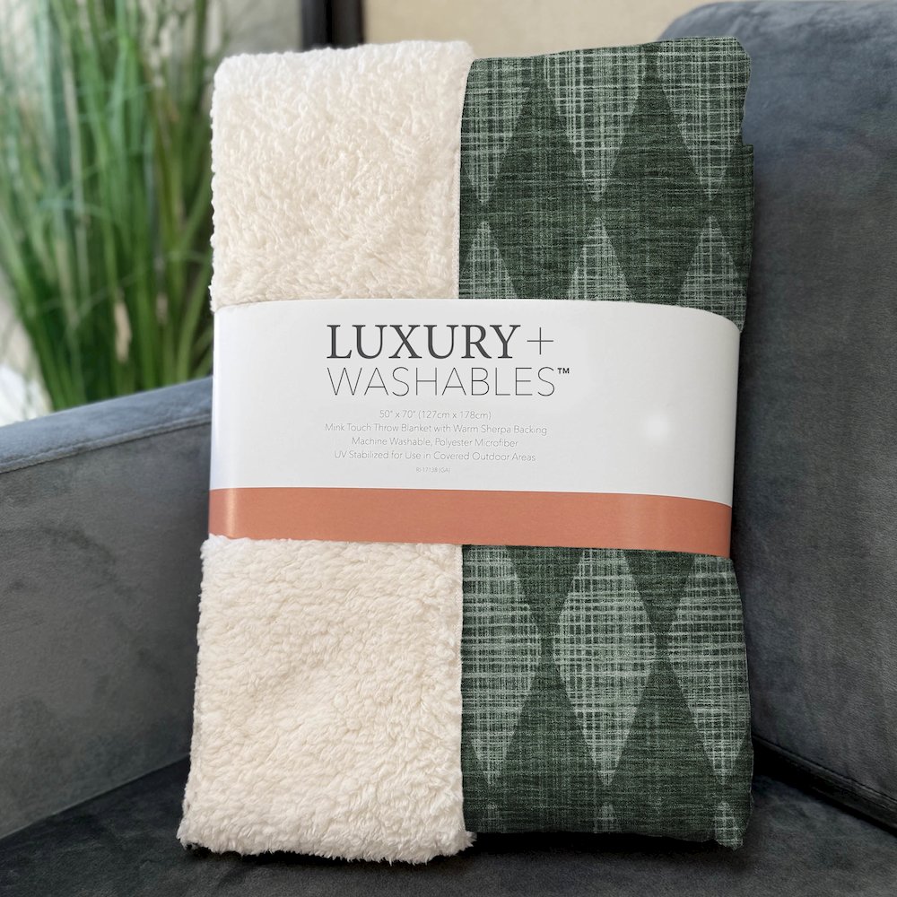 Premium Machine Washable ASB578 Olive 50" x 70" Sherpa Throw Blanket. Picture 3