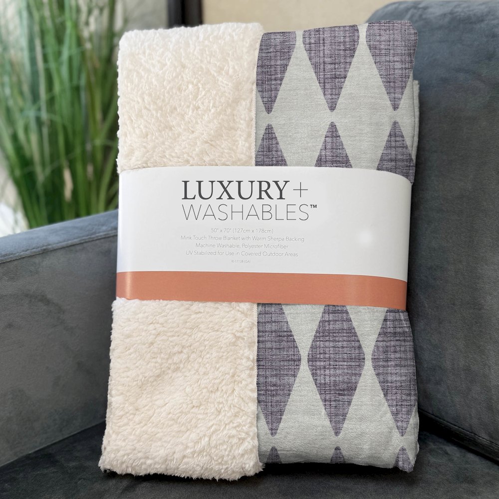 Premium Machine Washable ASB578 Purple 50" x 70" Sherpa Throw Blanket. Picture 3