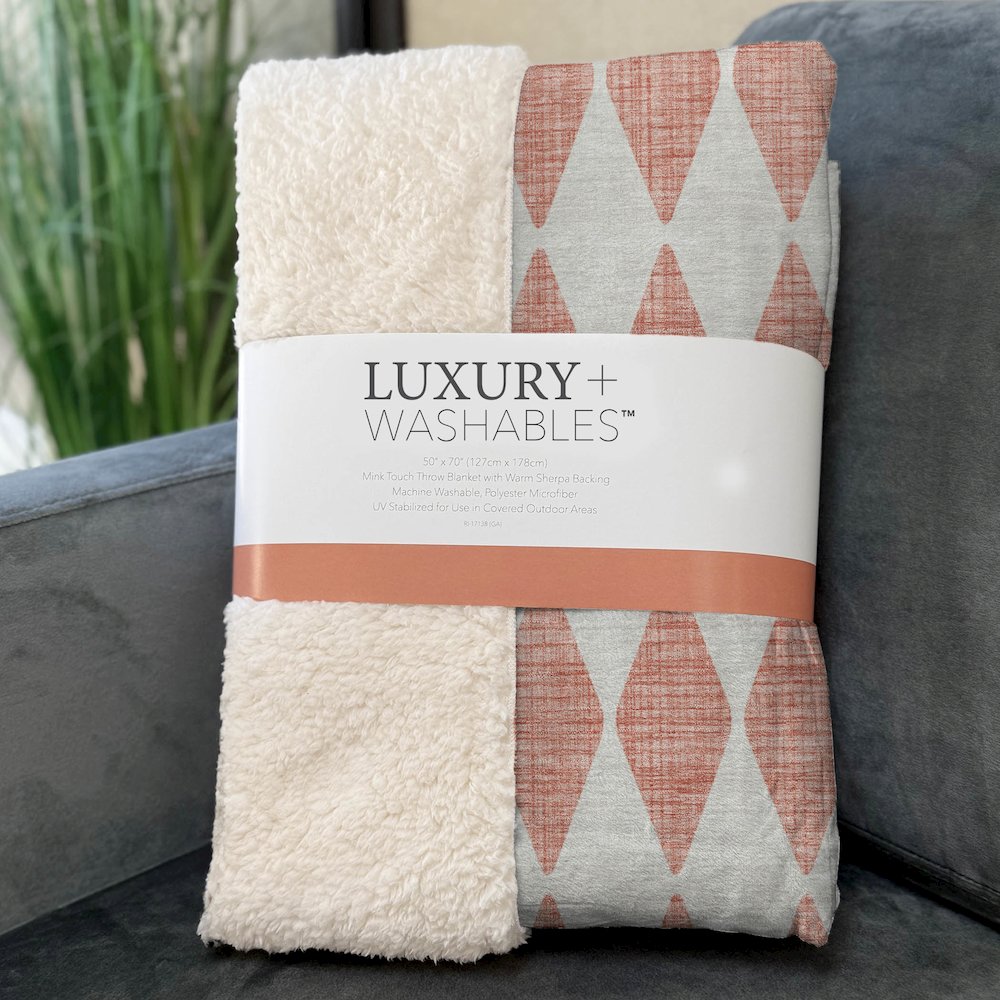 Premium Machine Washable ASB578 Salmon 50" x 70" Sherpa Throw Blanket. Picture 3