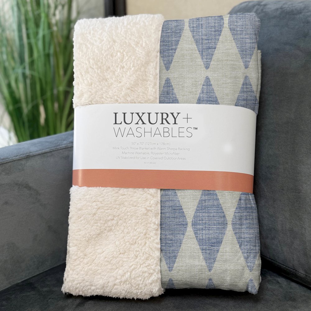 Premium Machine Washable ASB578 Sky 50" x 70" Sherpa Throw Blanket. Picture 3