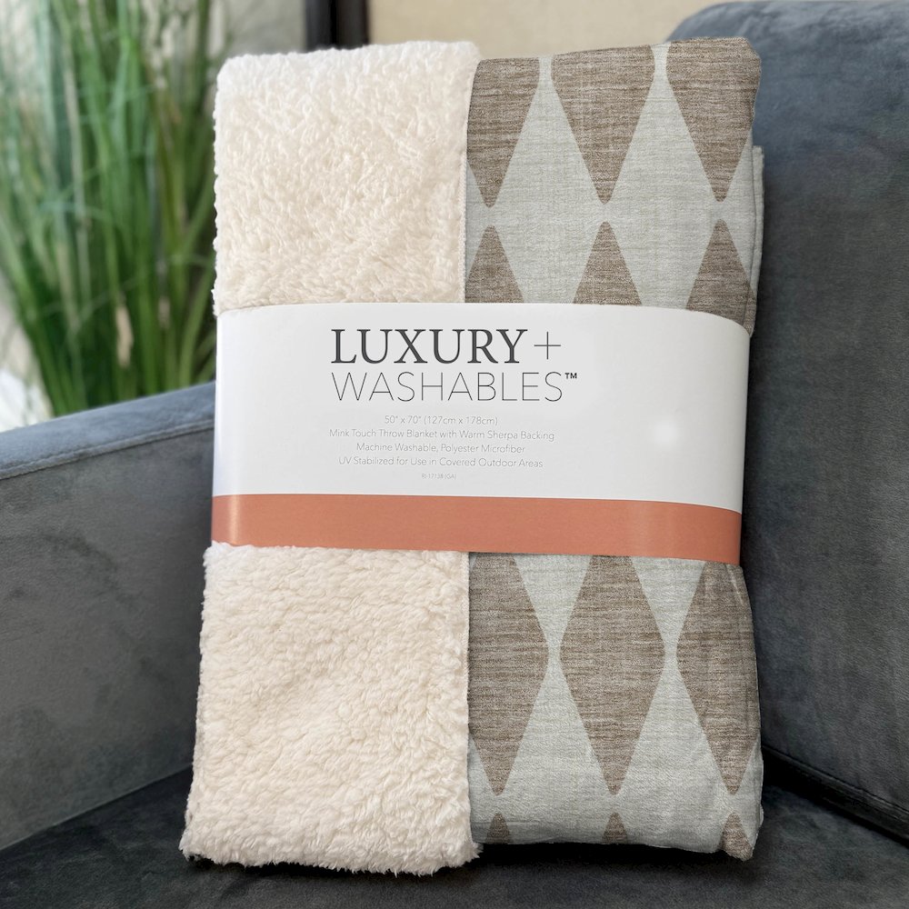Premium Machine Washable ASB578 Taupe 50" x 70" Sherpa Throw Blanket. Picture 3