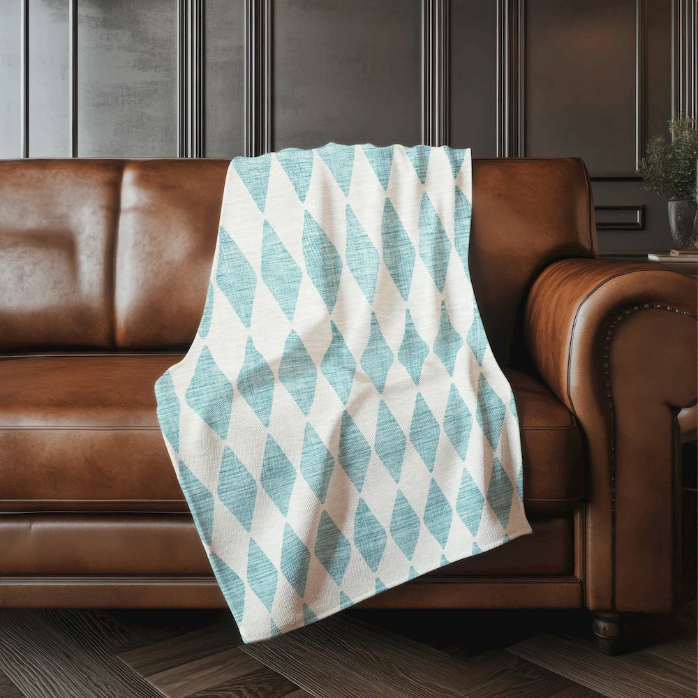 Premium Machine Washable ASB578 Teal 50" x 70" Sherpa Throw Blanket. Picture 4