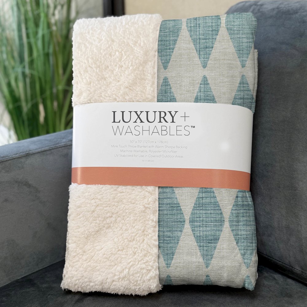 Premium Machine Washable ASB578 Teal 50" x 70" Sherpa Throw Blanket. Picture 3