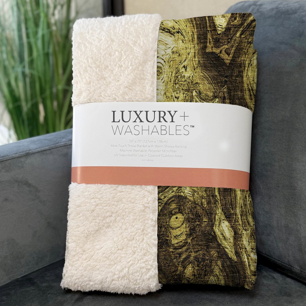 Premium Machine Washable ASB579 Gold 50" x 70" Sherpa Throw Blanket. Picture 3