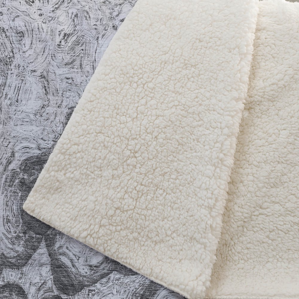 Premium Machine Washable ASB579 Gray 50" x 70" Sherpa Throw Blanket. Picture 2