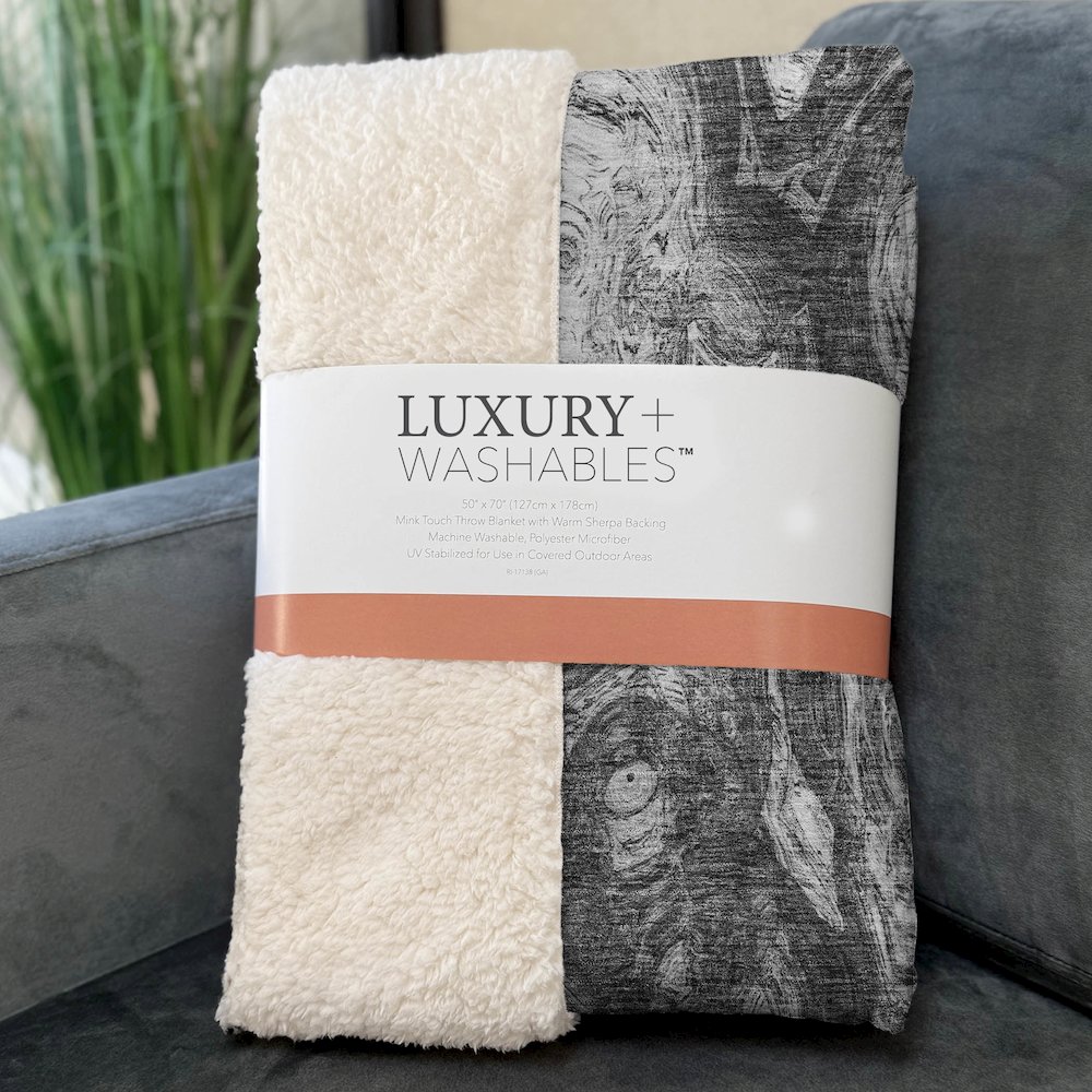 Premium Machine Washable ASB579 Gray 50" x 70" Sherpa Throw Blanket. Picture 3