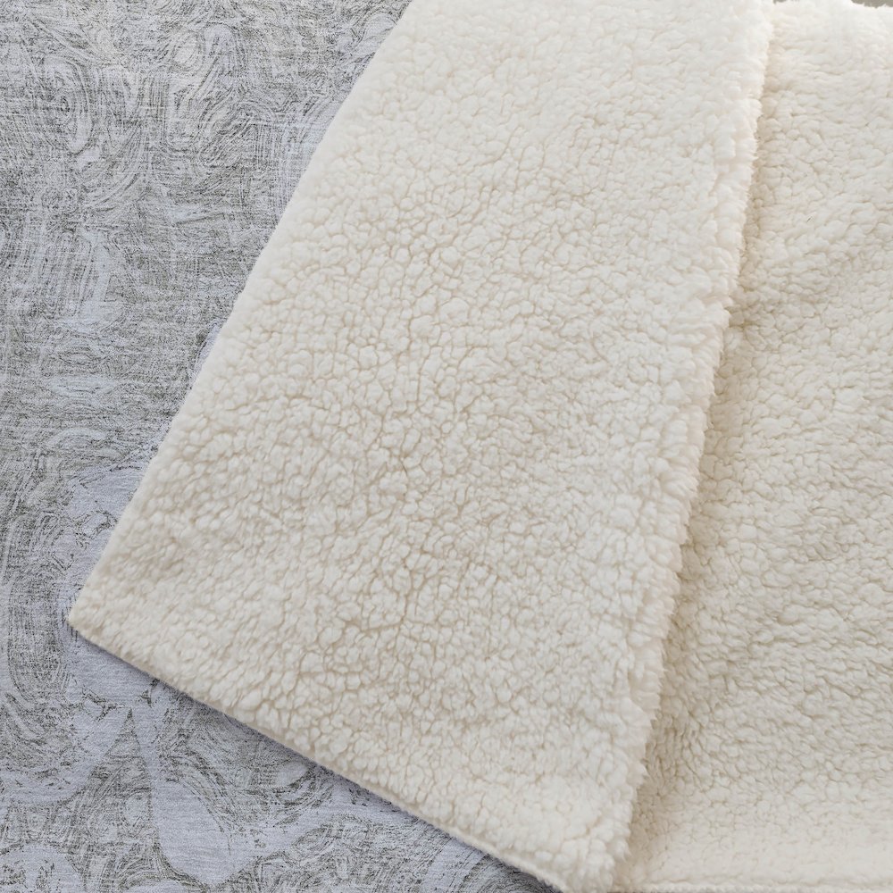 Premium Machine Washable ASB579 Ivory 50" x 70" Sherpa Throw Blanket. Picture 2