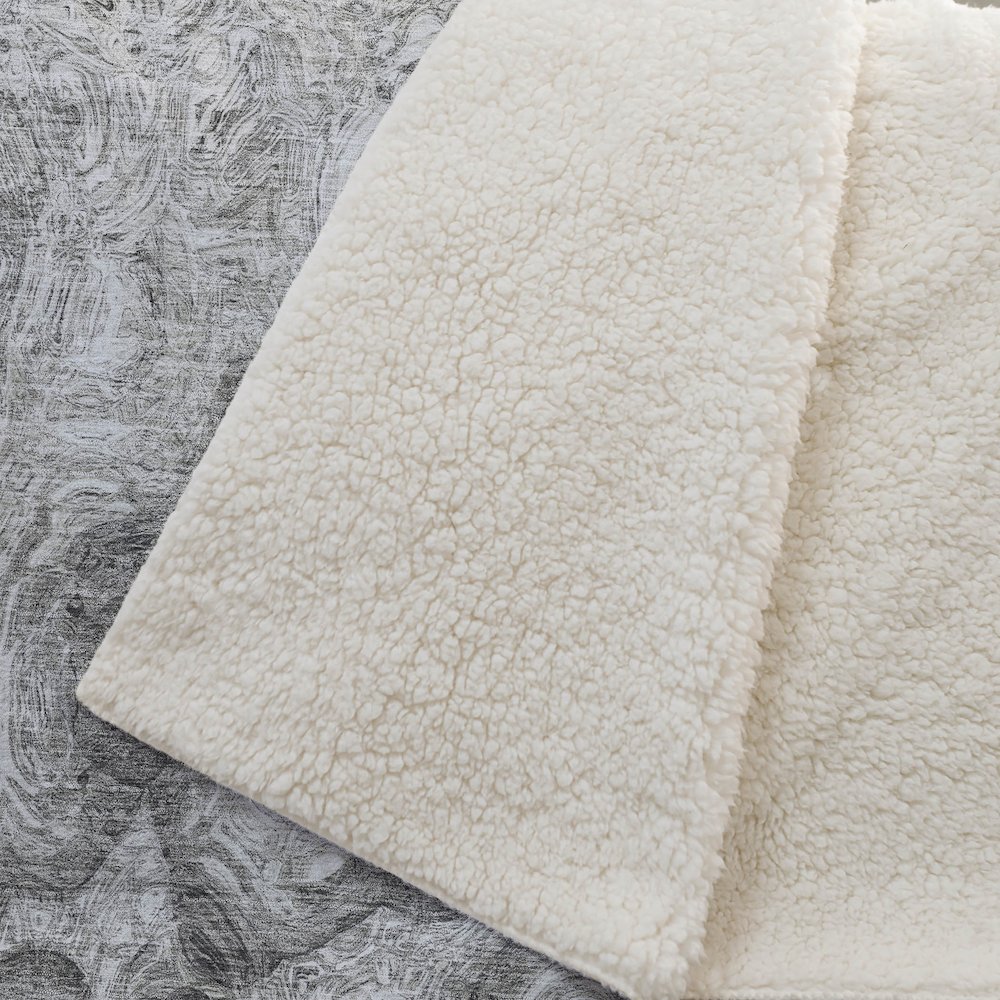 Premium Machine Washable ASB579 Silver 50" x 70" Sherpa Throw Blanket. Picture 2