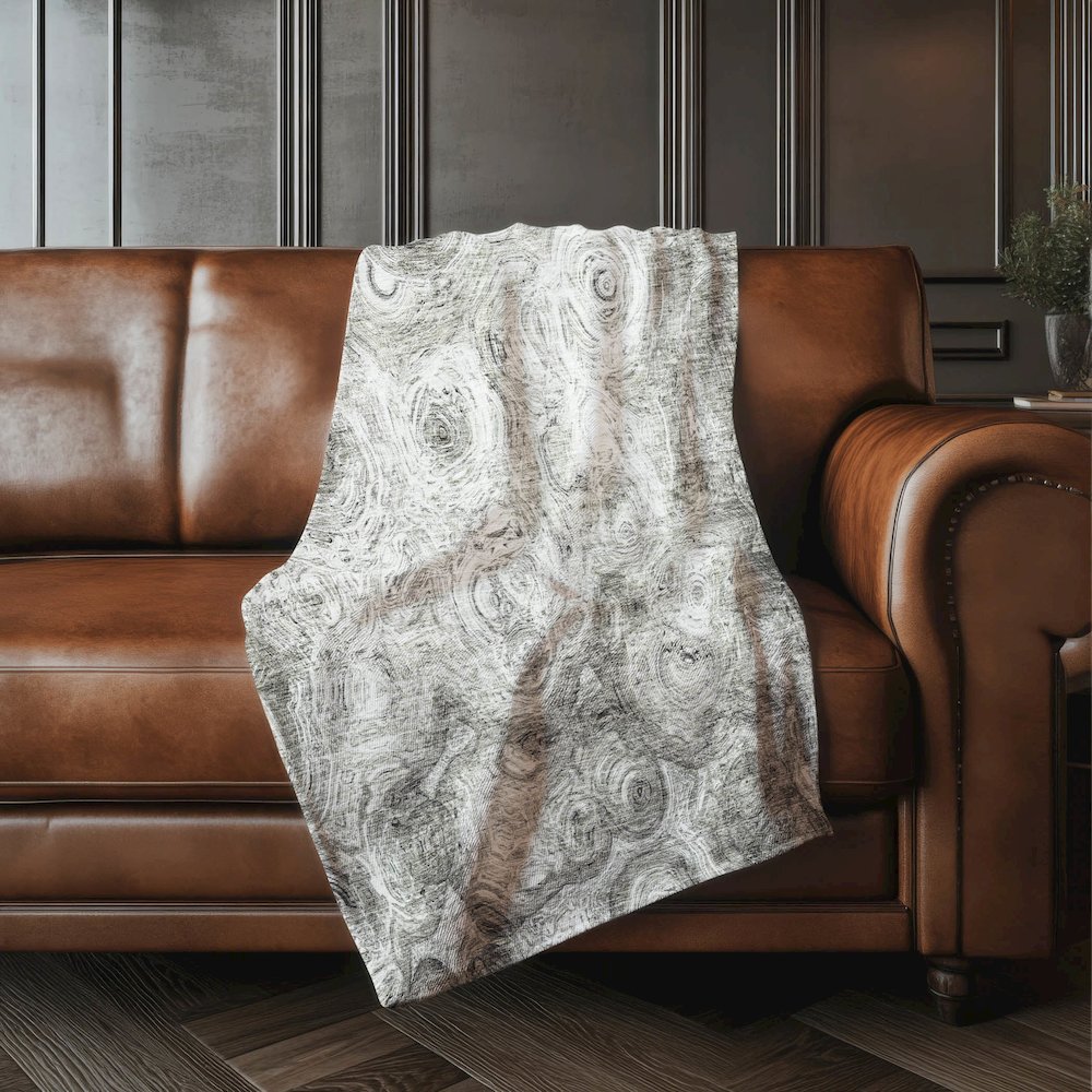 Premium Machine Washable ASB579 Silver 50" x 70" Sherpa Throw Blanket. Picture 4