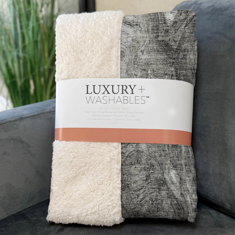 Premium Machine Washable ASB579 Silver 50" x 70" Sherpa Throw Blanket. Picture 3