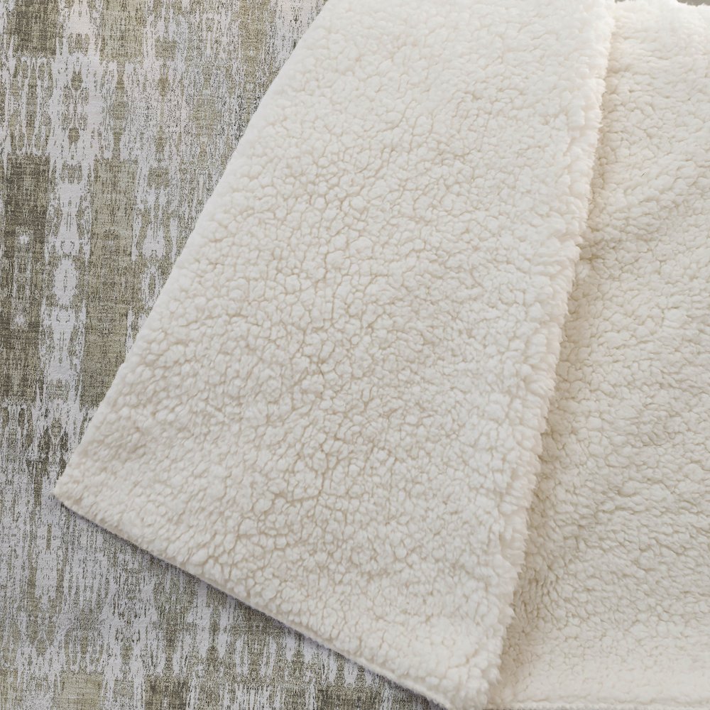 Premium Machine Washable ASB580 Beige 50" x 70" Sherpa Throw Blanket. Picture 2