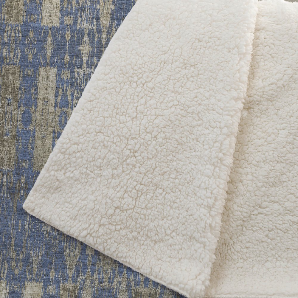 Premium Machine Washable ASB580 Blue 50" x 70" Sherpa Throw Blanket. Picture 2