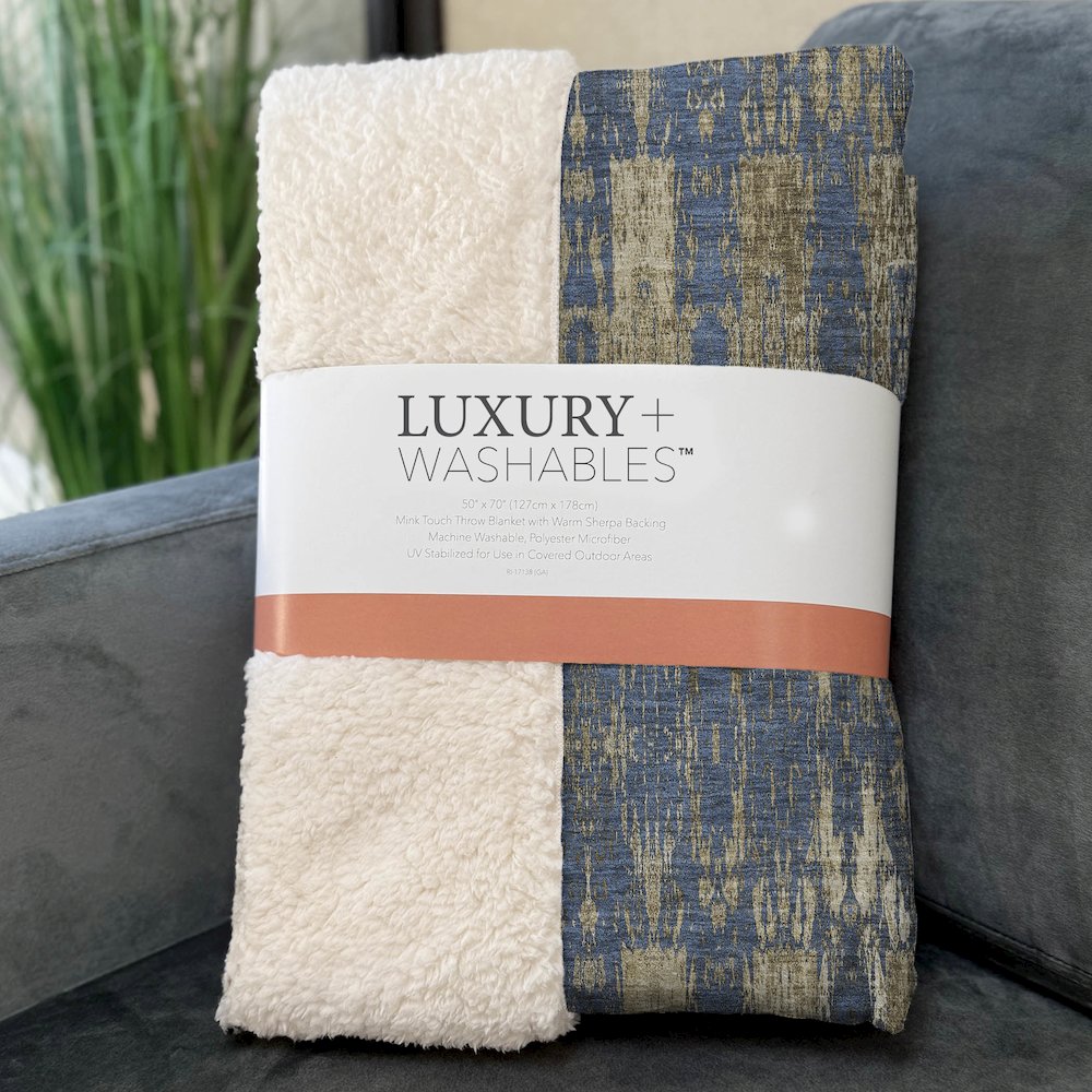 Premium Machine Washable ASB580 Blue 50" x 70" Sherpa Throw Blanket. Picture 3