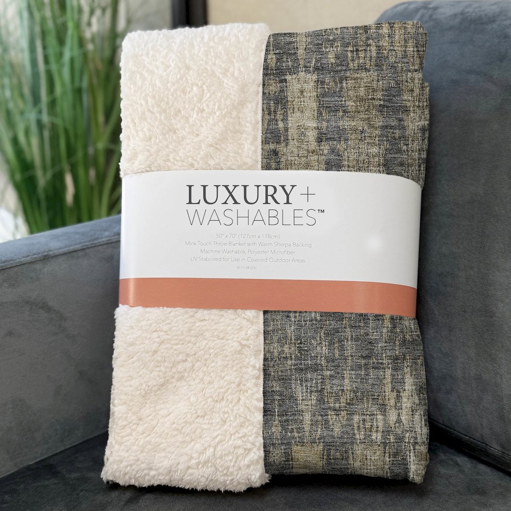 Premium Machine Washable ASB580 Gray 50" x 70" Sherpa Throw Blanket. Picture 3