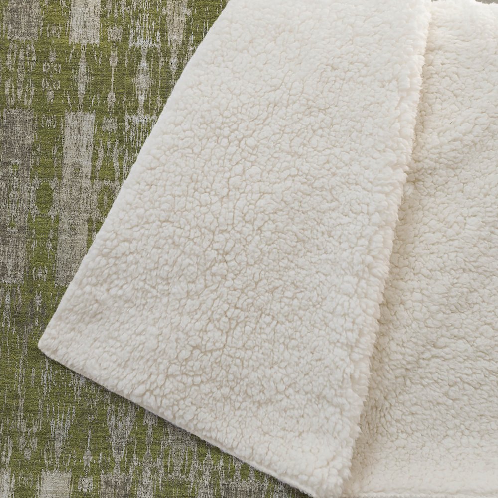 Premium Machine Washable ASB580 Olive 50" x 70" Sherpa Throw Blanket. Picture 2