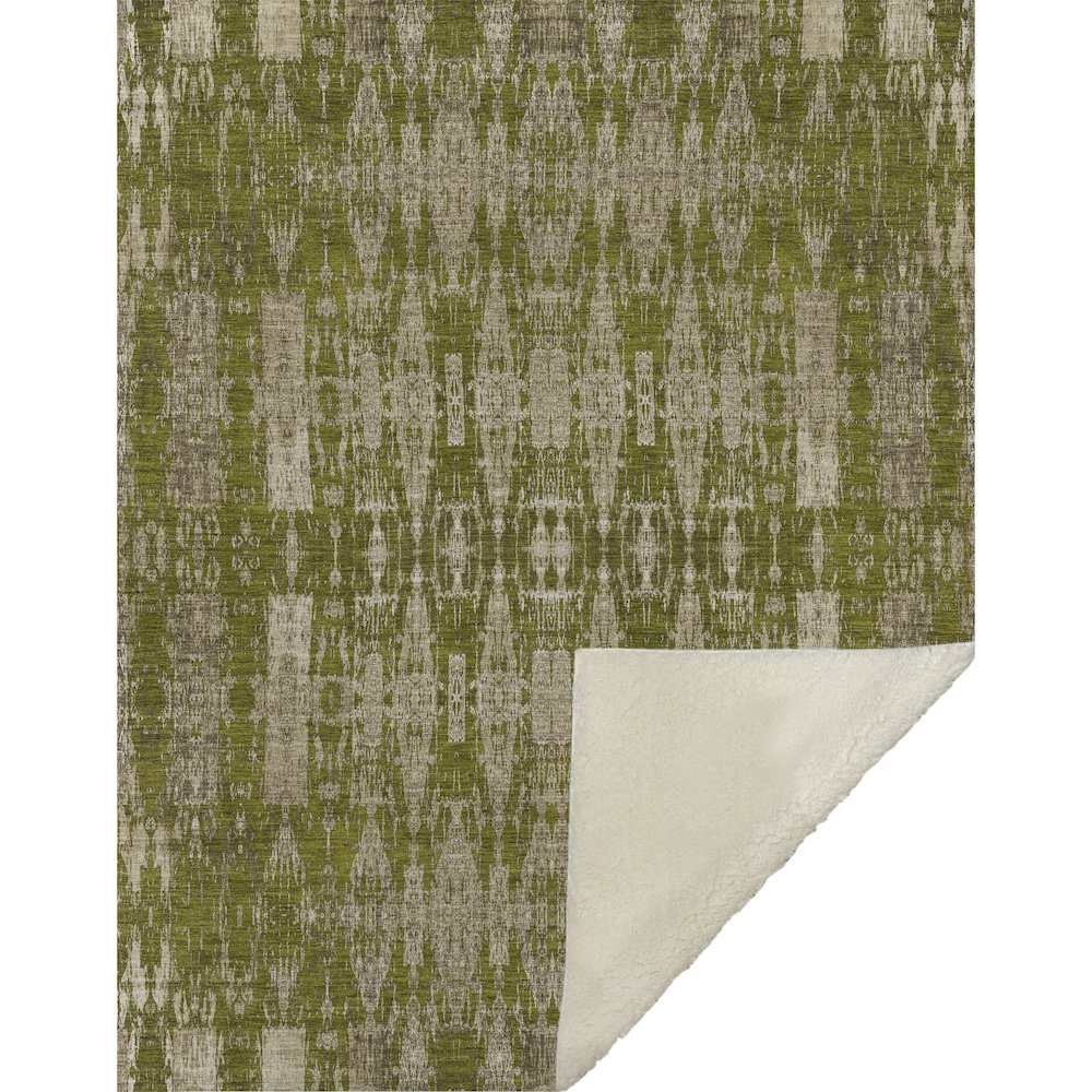 Premium Machine Washable ASB580 Olive 50" x 70" Sherpa Throw Blanket. Picture 1