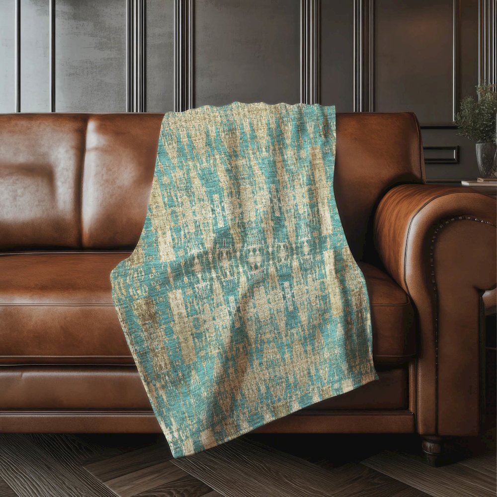 Premium Machine Washable ASB580 Teal 50" x 70" Sherpa Throw Blanket. Picture 4