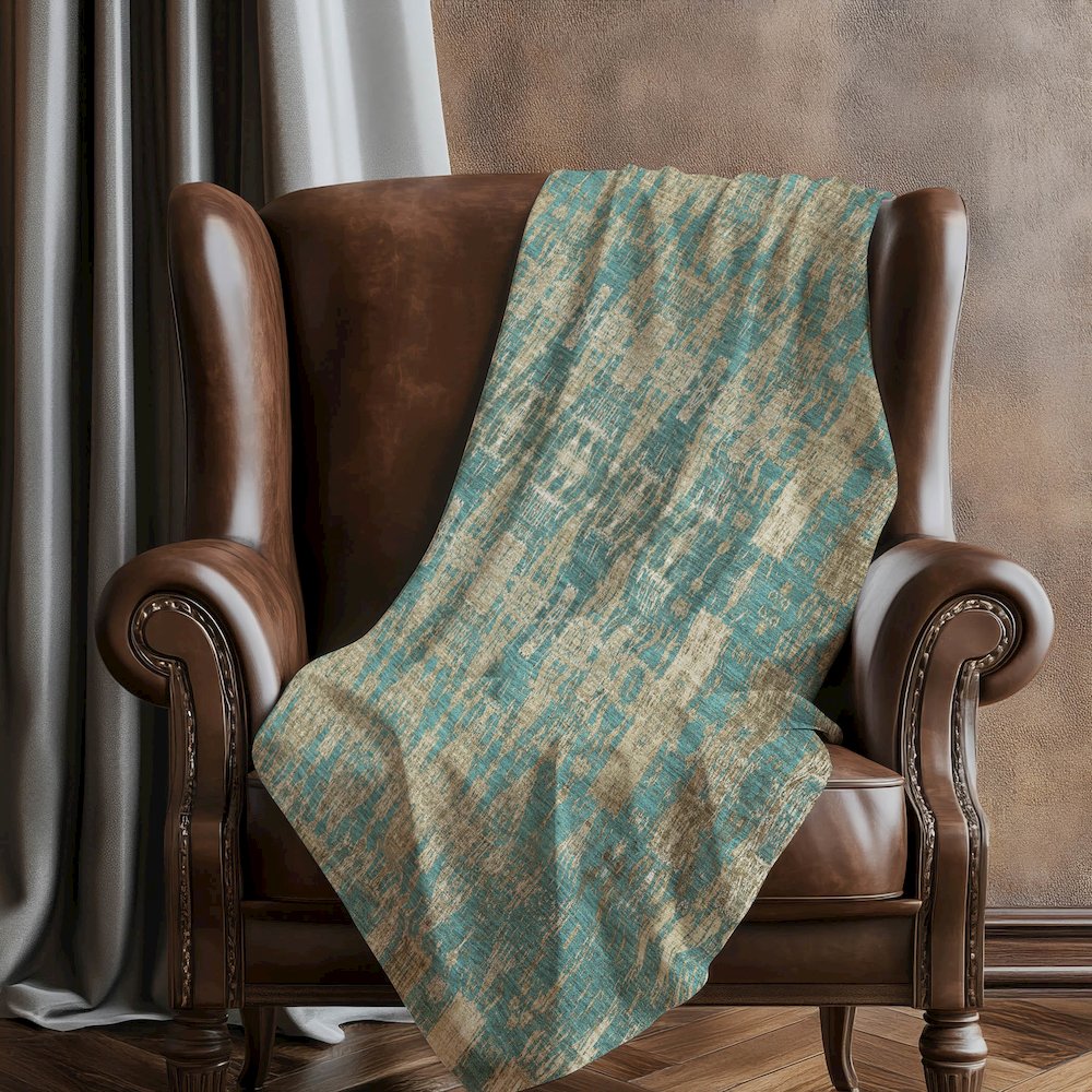 Premium Machine Washable ASB580 Teal 50" x 70" Sherpa Throw Blanket. Picture 5