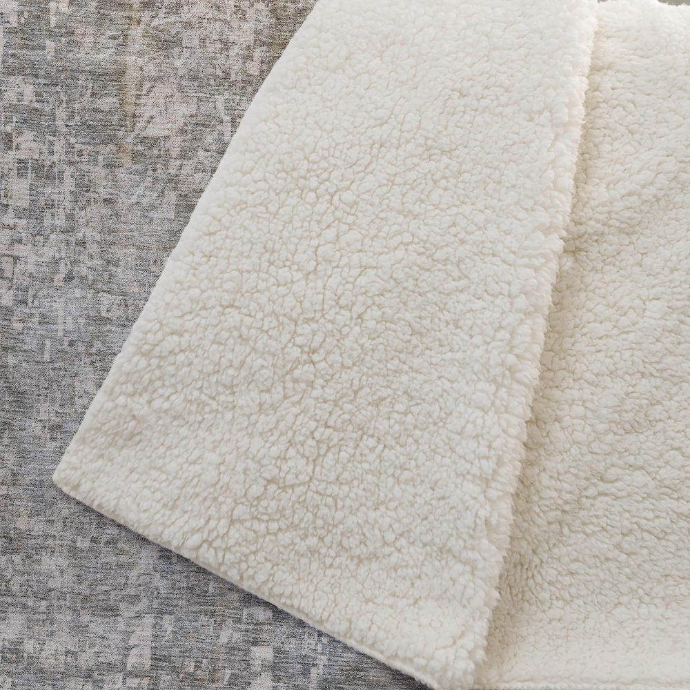 Premium Machine Washable ASB581 Beige 50" x 70" Sherpa Throw Blanket. Picture 2