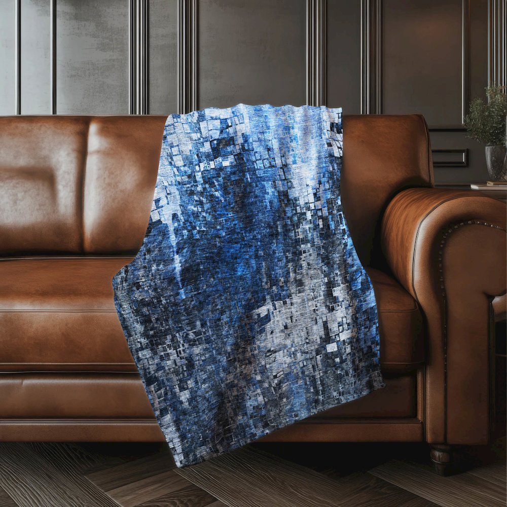 Premium Machine Washable ASB581 Blue 50" x 70" Sherpa Throw Blanket. Picture 4