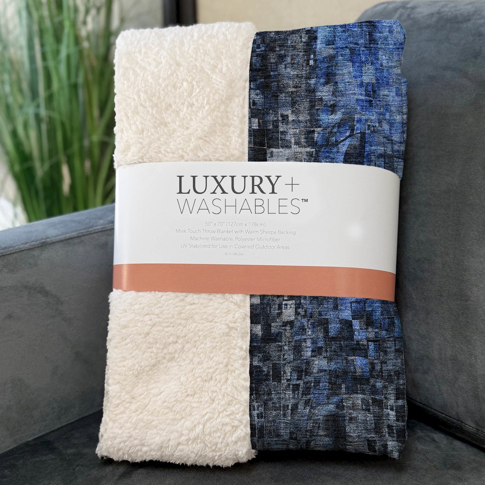 Premium Machine Washable ASB581 Blue 50" x 70" Sherpa Throw Blanket. Picture 3