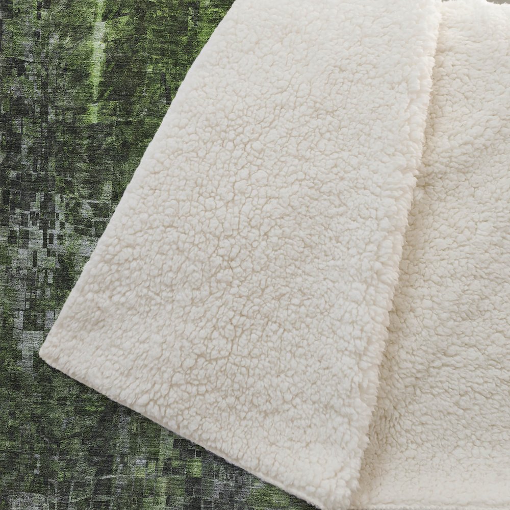 Premium Machine Washable ASB581 Green 50" x 70" Sherpa Throw Blanket. Picture 2