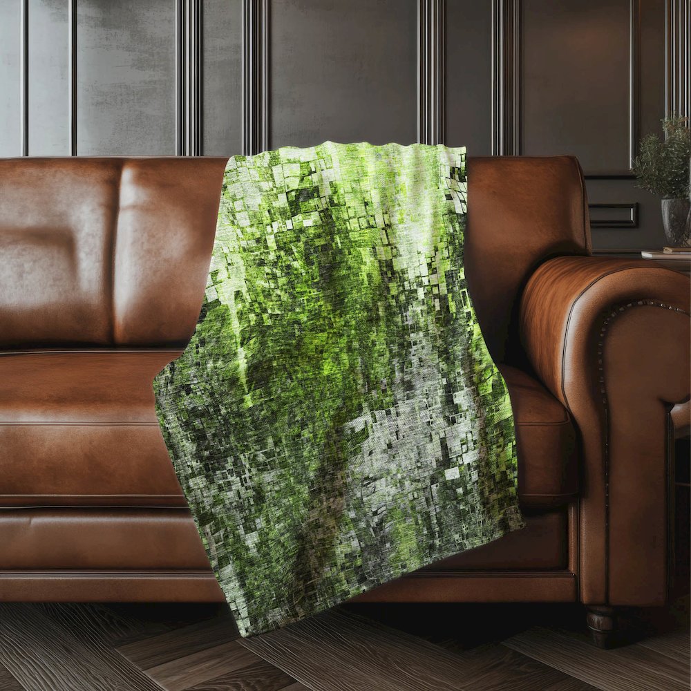 Premium Machine Washable ASB581 Green 50" x 70" Sherpa Throw Blanket. Picture 4