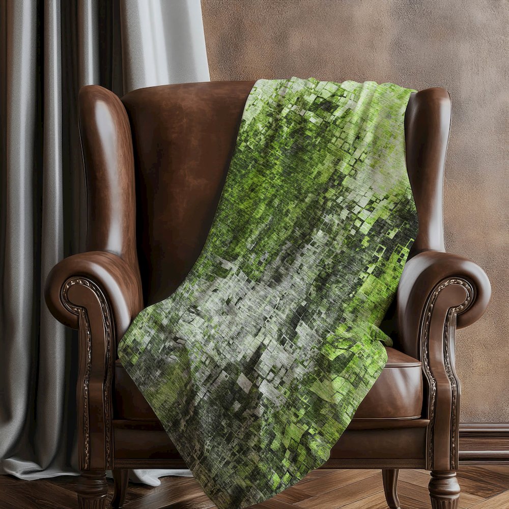 Premium Machine Washable ASB581 Green 50" x 70" Sherpa Throw Blanket. Picture 5