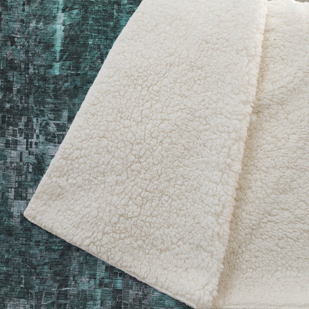 Premium Machine Washable ASB581 Teal 50" x 70" Sherpa Throw Blanket. Picture 2