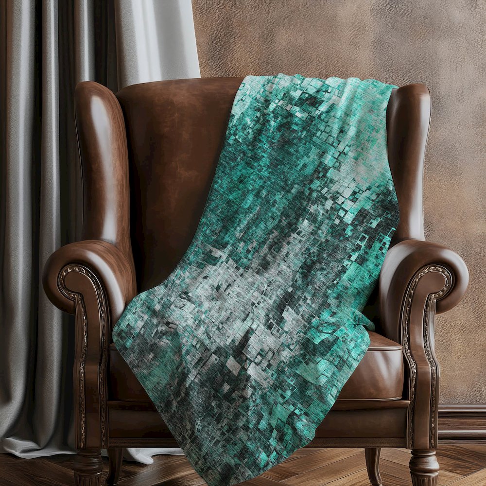 Premium Machine Washable ASB581 Teal 50" x 70" Sherpa Throw Blanket. Picture 5