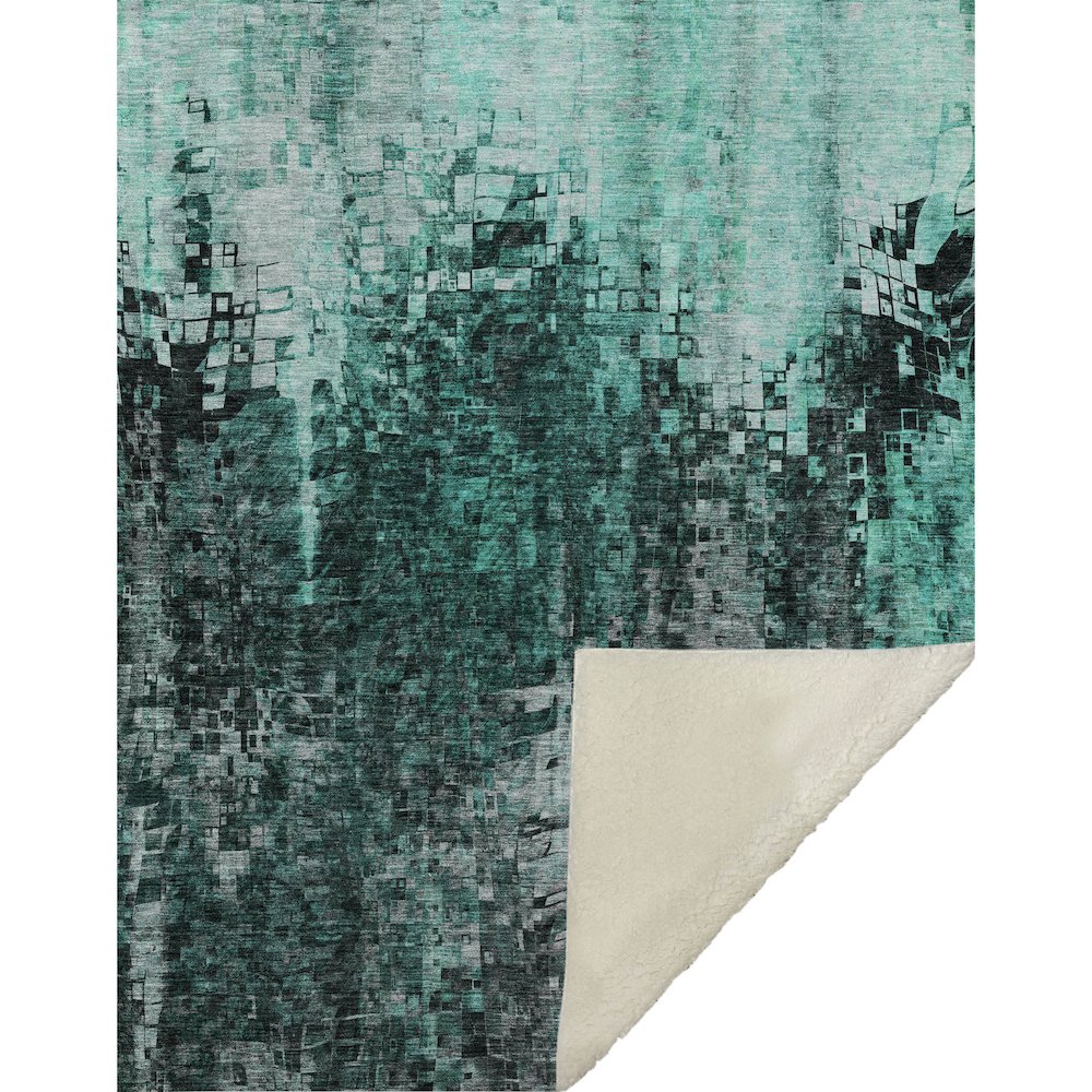 Premium Machine Washable ASB581 Teal 50" x 70" Sherpa Throw Blanket. Picture 1