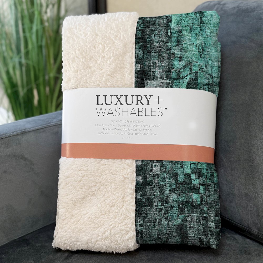 Premium Machine Washable ASB581 Teal 50" x 70" Sherpa Throw Blanket. Picture 3