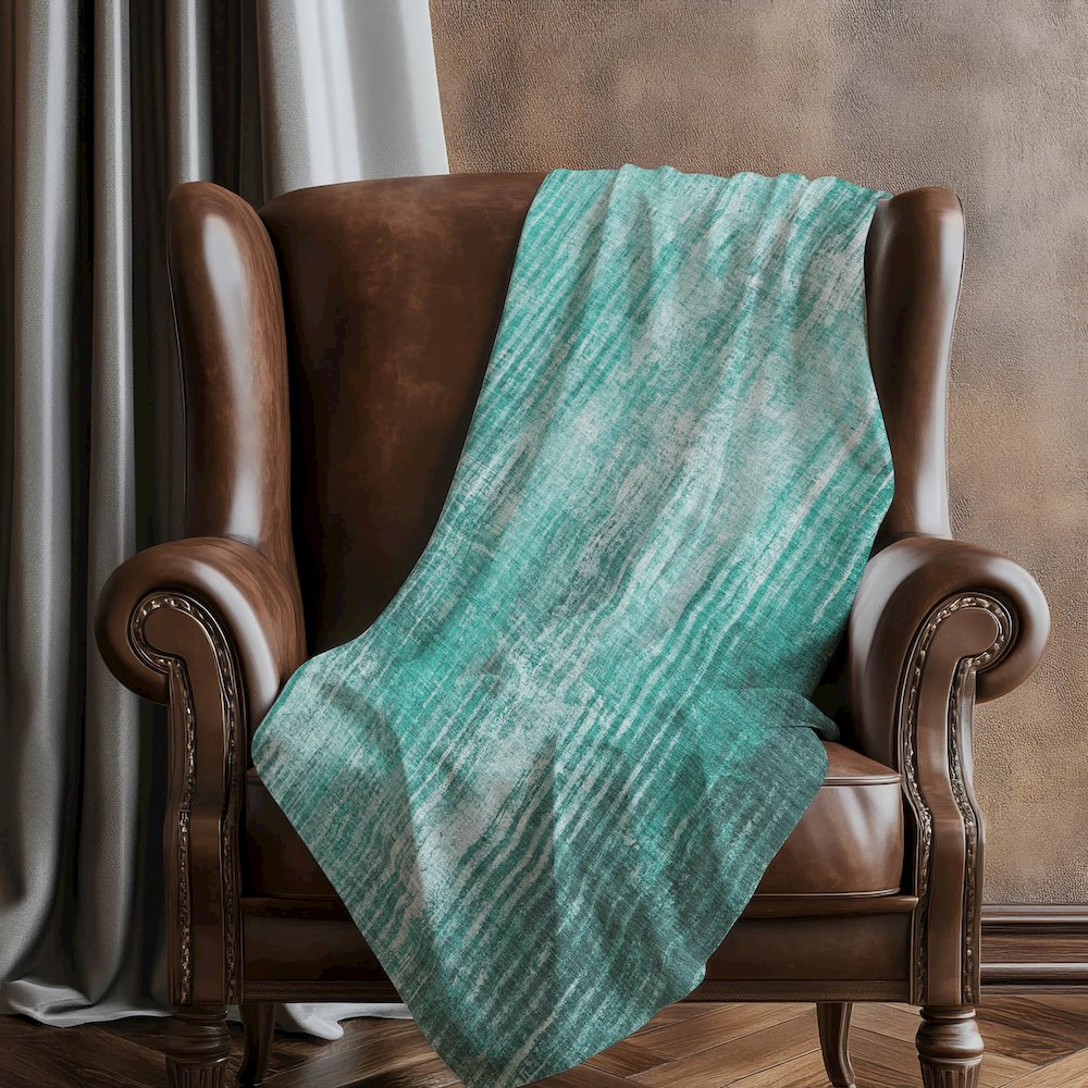 Premium Machine Washable ASB582 Teal 50" x 70" Sherpa Throw Blanket. Picture 5
