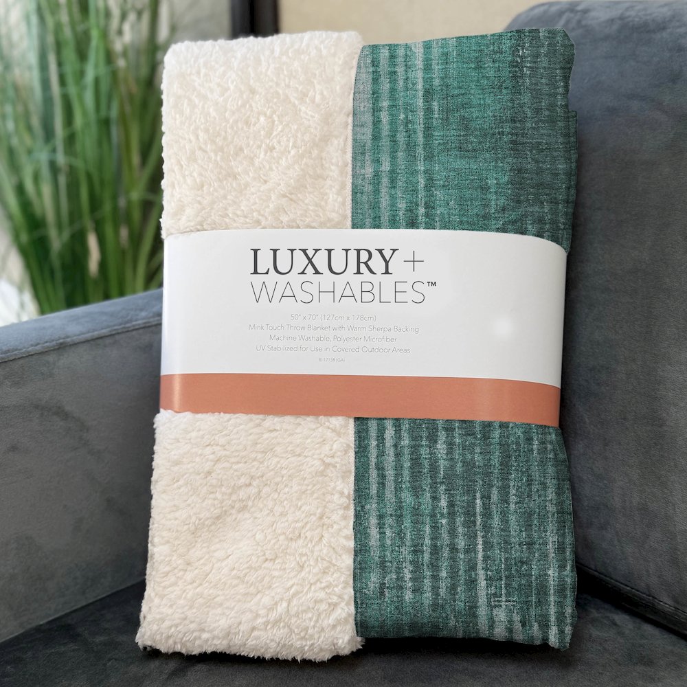 Premium Machine Washable ASB582 Teal 50" x 70" Sherpa Throw Blanket. Picture 3