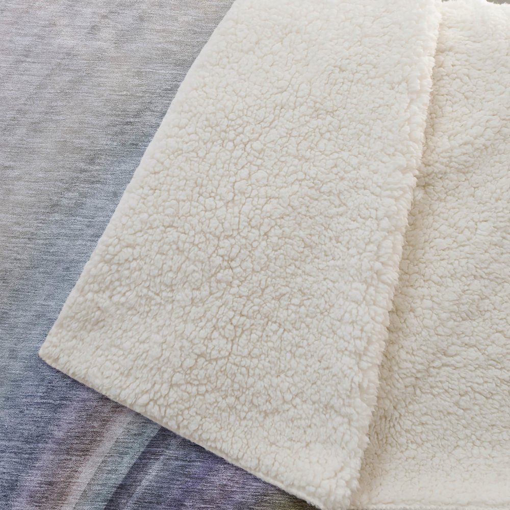 Premium Machine Washable ASB584 Beige 50" x 70" Sherpa Throw Blanket. Picture 2