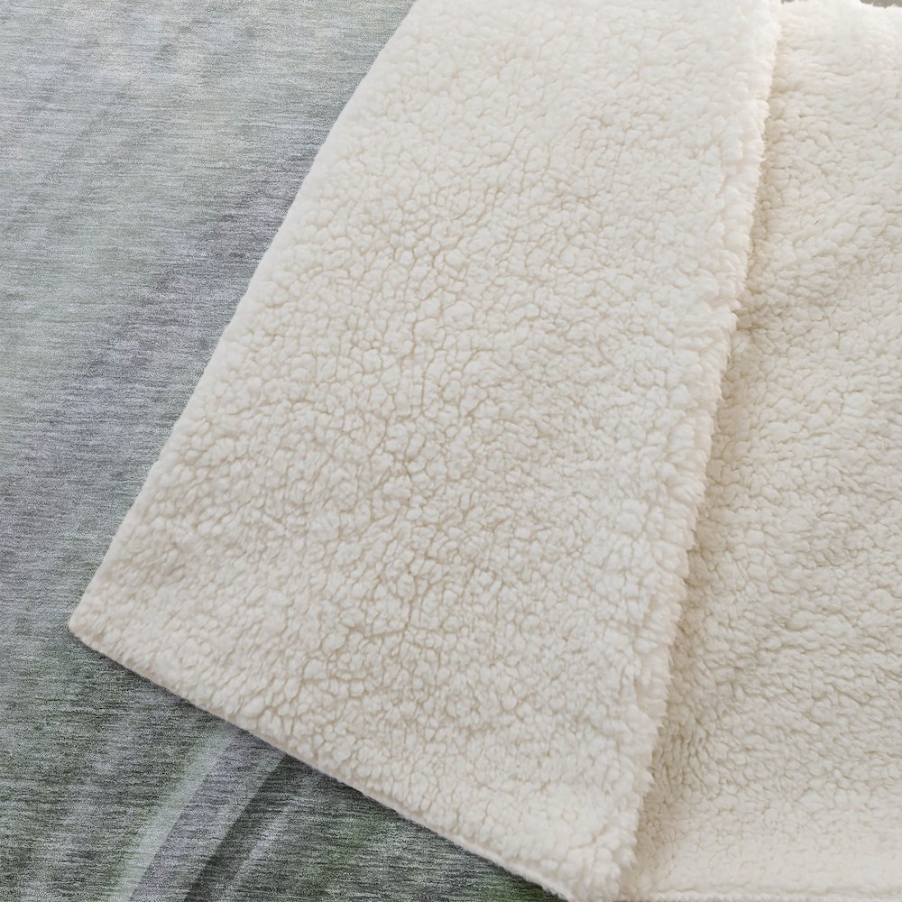 Premium Machine Washable ASB584 Green 50" x 70" Sherpa Throw Blanket. Picture 2
