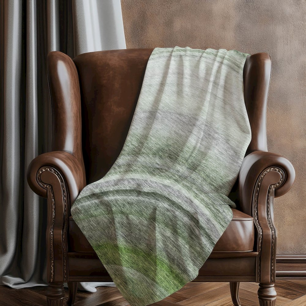 Premium Machine Washable ASB584 Green 50" x 70" Sherpa Throw Blanket. Picture 5
