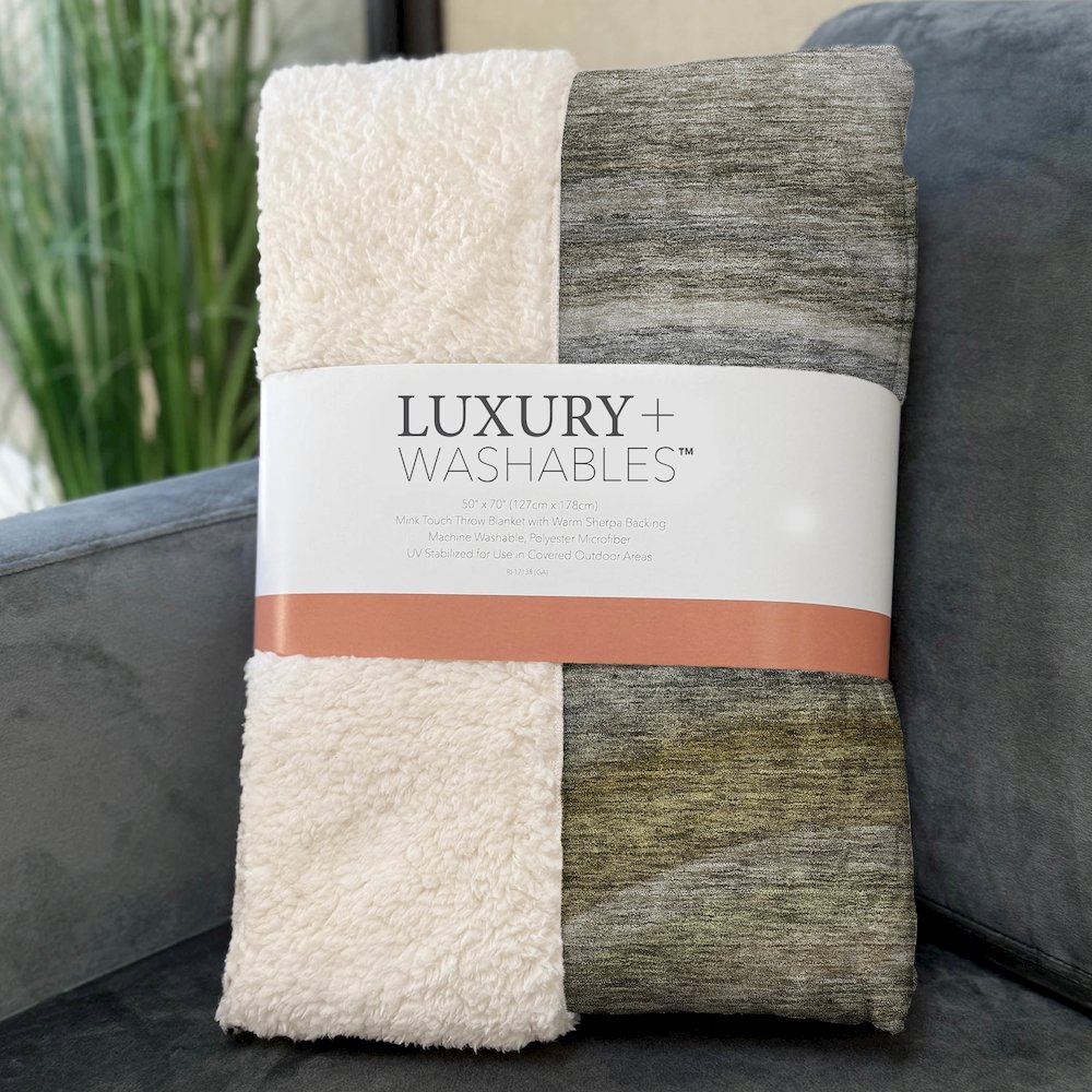 Premium Machine Washable ASB584 Taupe 50" x 70" Sherpa Throw Blanket. Picture 3