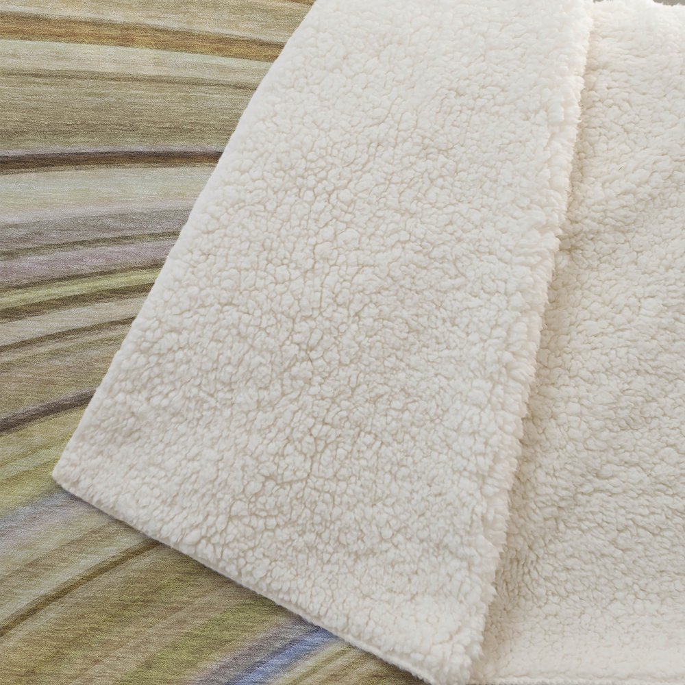 Premium Machine Washable ASB585 Beige 50" x 70" Sherpa Throw Blanket. Picture 2
