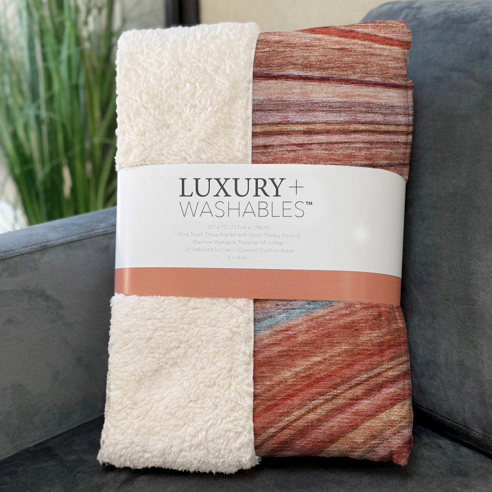 Premium Machine Washable ASB585 Terracotta 50" x 70" Sherpa Throw Blanket. Picture 3