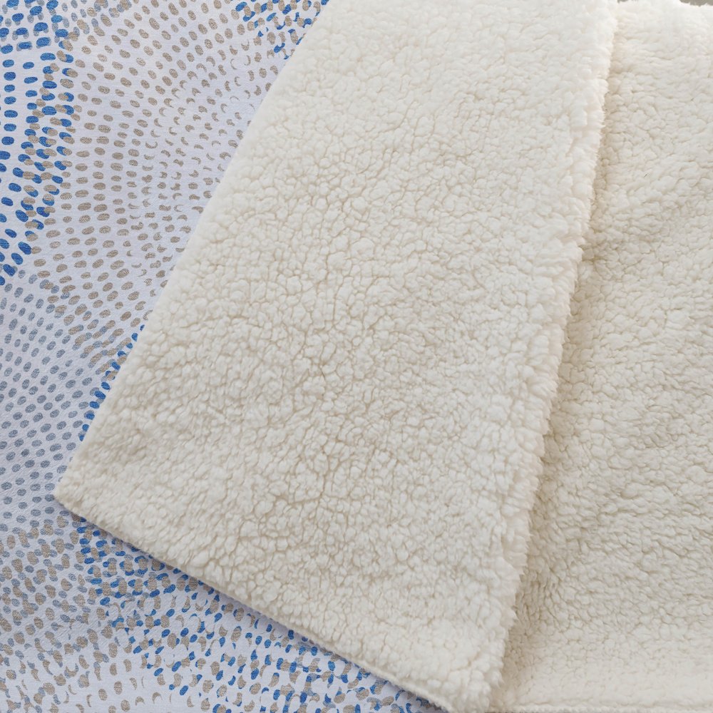 Premium Machine Washable ASB586 Ivory 50" x 70" Sherpa Throw Blanket. Picture 2