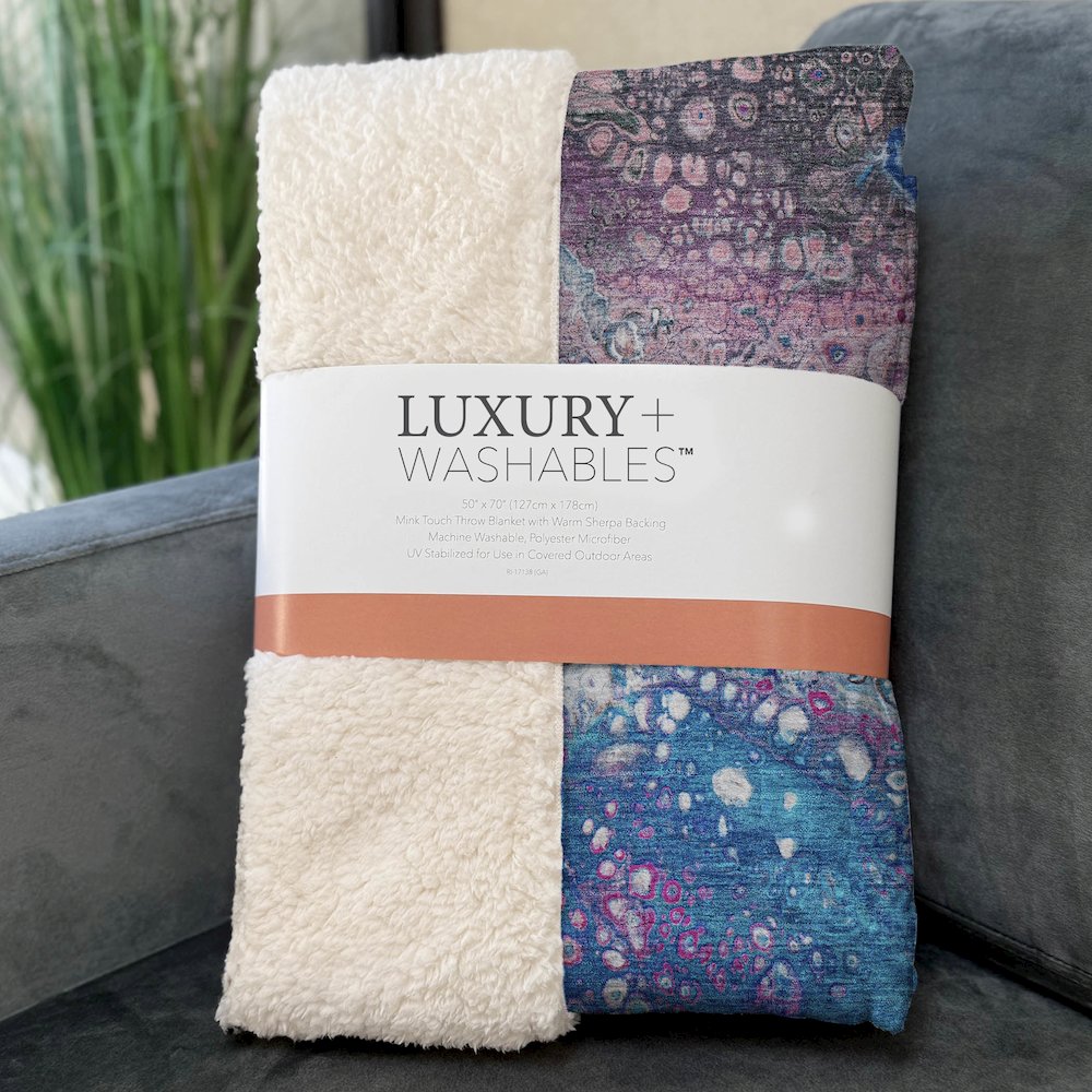 Premium Machine Washable ASB588 Blue 50" x 70" Sherpa Throw Blanket. Picture 3