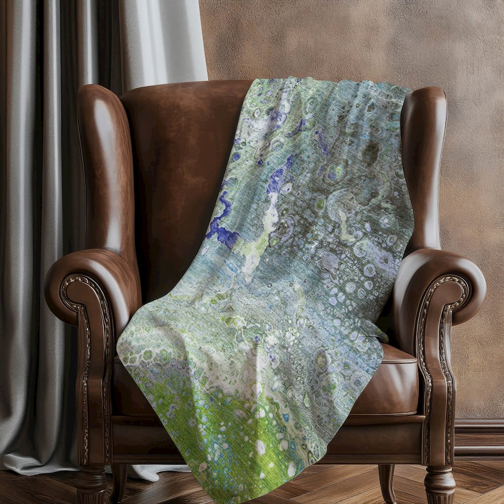 Premium Machine Washable ASB588 Green 50" x 70" Sherpa Throw Blanket. Picture 5