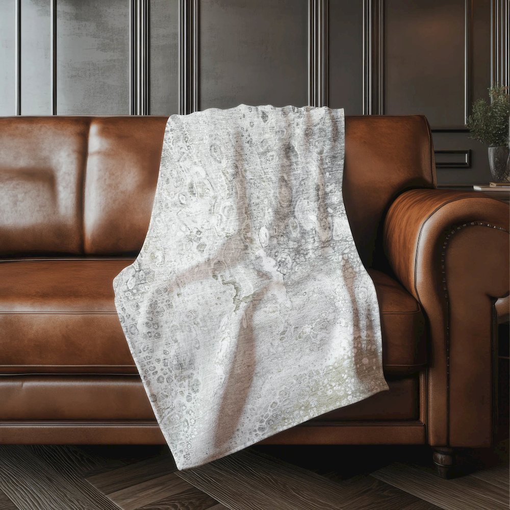 Premium Machine Washable ASB588 Silver 50" x 70" Sherpa Throw Blanket. Picture 4