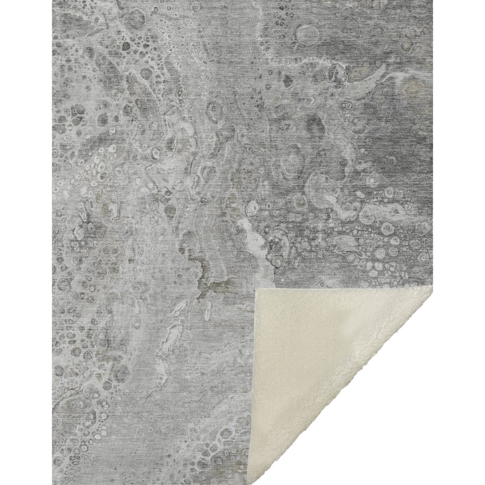 Premium Machine Washable ASB588 Silver 50" x 70" Sherpa Throw Blanket. Picture 1