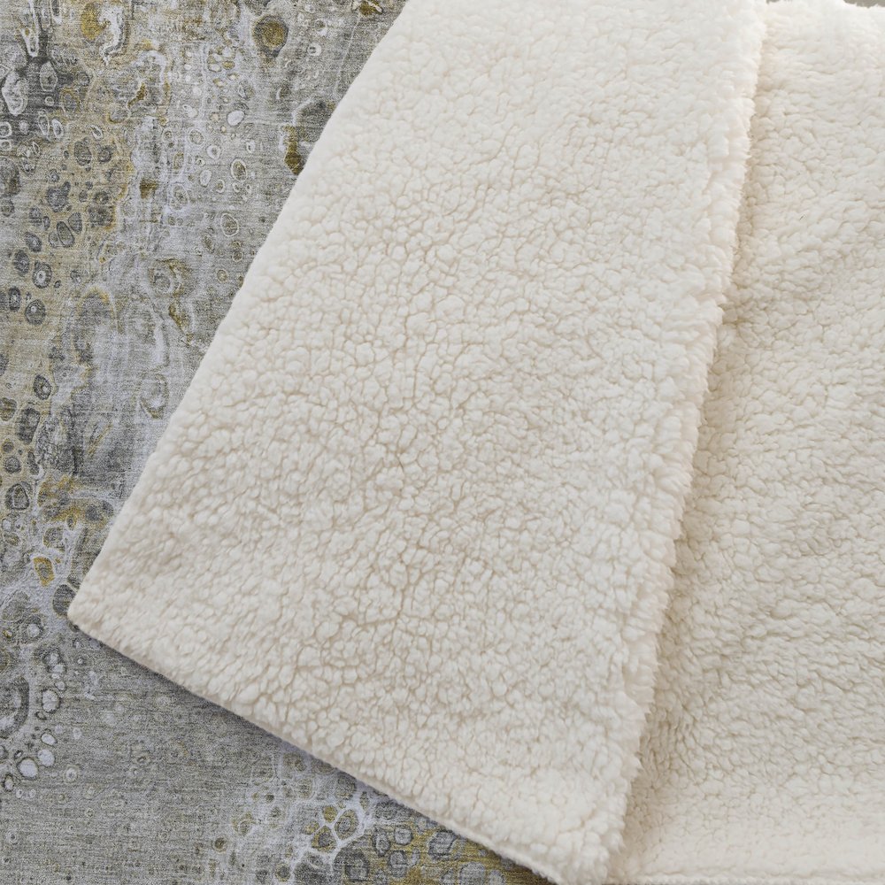 Premium Machine Washable ASB588 Taupe 50" x 70" Sherpa Throw Blanket. Picture 2