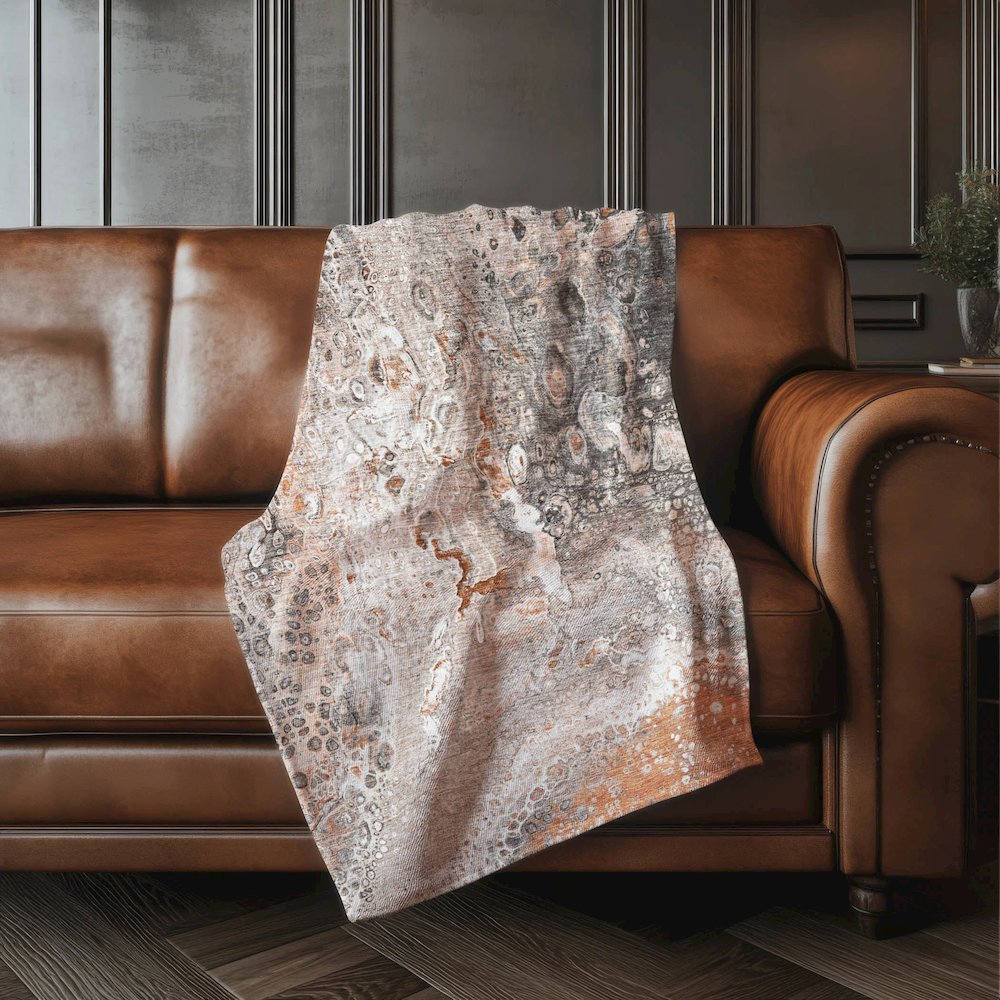 Premium Machine Washable ASB588 Terracotta 50" x 70" Sherpa Throw Blanket. Picture 4